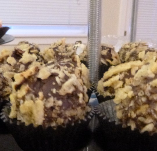 I Already Know How This Ends: Chocolate cake with chocolate ganache, garnished with salt and pepper potato chips.